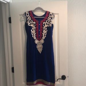 Blue and pink Indian suit